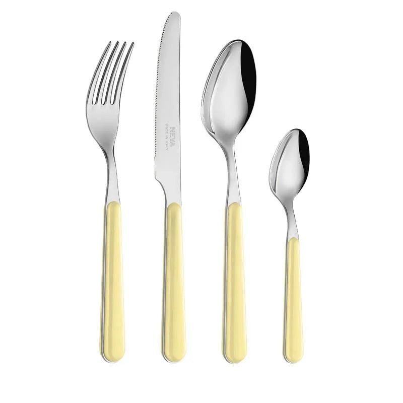 Set di posate 24pz tinta unita - giallo polveroso
