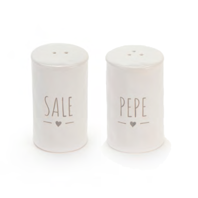 set di contenitori bianchi per sale e pepe