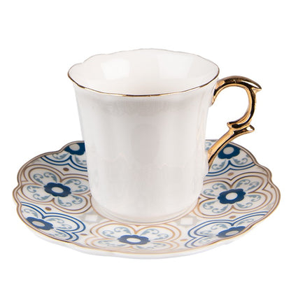 Tazzina da espresso piattino bianco e blu