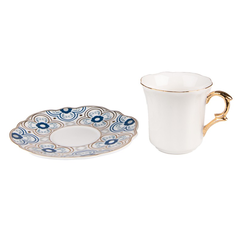 Tazzina da espresso piattino bianco e blu