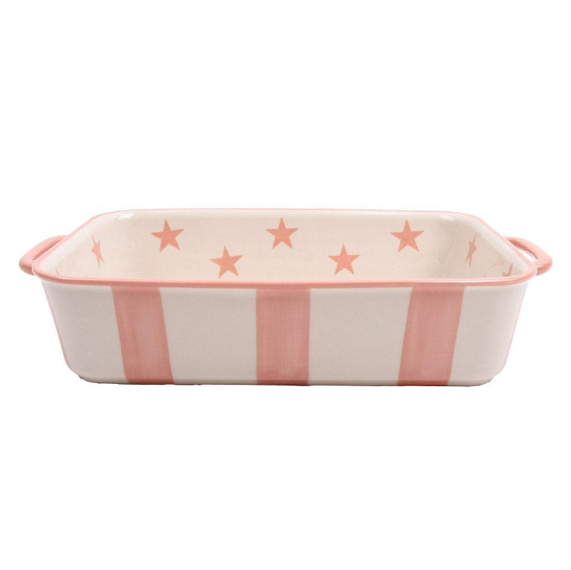 Pirofila rettangolare stelle e strisce rosa
