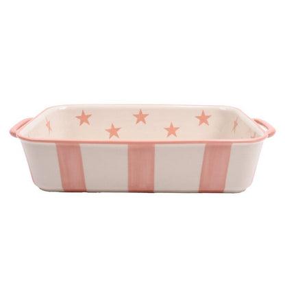 Pirofila rettangolare stelle e strisce rosa