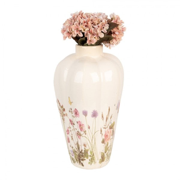 Vaso in ceramica con decorazione a fiori