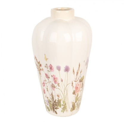 Vaso in ceramica con decorazione a fiori