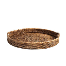 Vassoio rotondo con manici in rattan