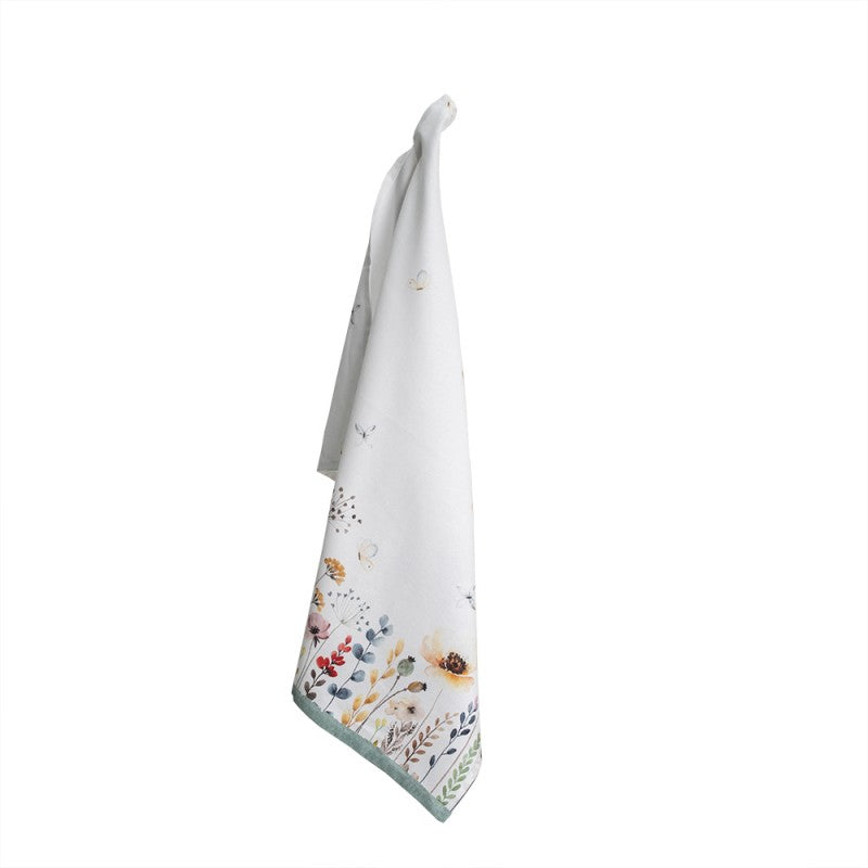 Canovaccio 50x70cm Fiori con bordo verde tiffany
