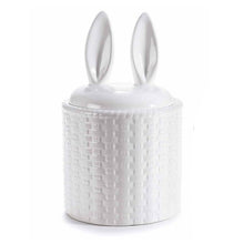 Barattolo in ceramica con coperchio con orecchie di coniglio