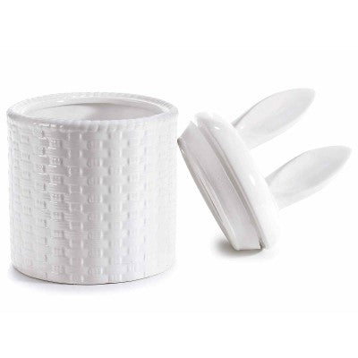 Barattolo in ceramica con coperchio con orecchie di coniglio