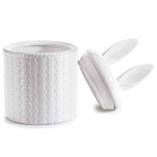 Barattolo in ceramica con coperchio con orecchie di coniglio