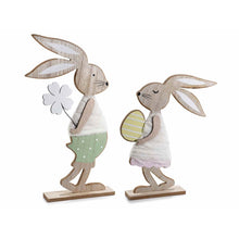 Set decorativo in legno 2 coniglietti