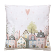 Cuscino arredo 45x45cm Casette e Cuoricino Rosa