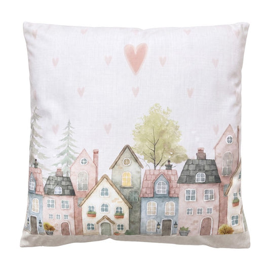 Cuscino arredo 45x45cm Casette e Cuoricino Rosa