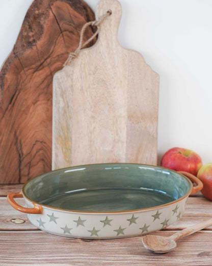 Pirofila ovale stelle verde oliva