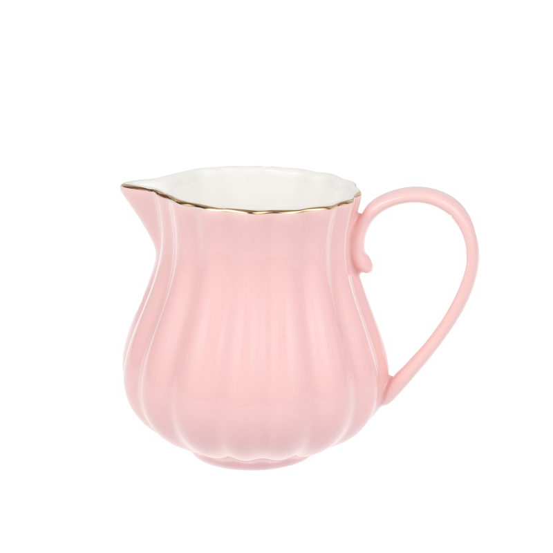 Lattiera in porcellana rosa con rifiniture oro- Linea Royal Rose