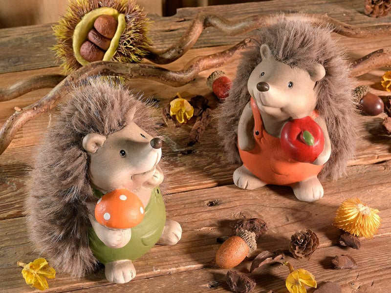 Riccio in terracotta con aculei in pelliccia