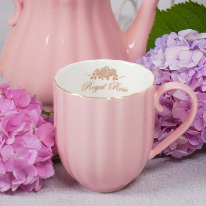 Tazza Mug in porcellana rosa con dettagli oro - Linea Royal Rose