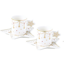 set tazzine con piattino a forma di stella