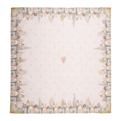 Tovaglia 100x100cm Casette e Cuoricino Rosa