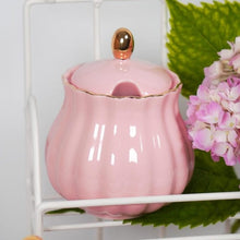Zuccheriera in porcellana rosa con rifiniture oro - Linea Royal Rose